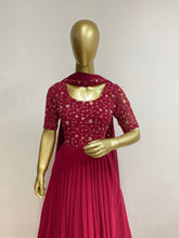 Embroidered burgundy dress - kasumi.in
